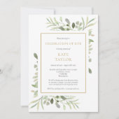 Invitation Fête funéraire élégante de la verdure de la vie (Devant)