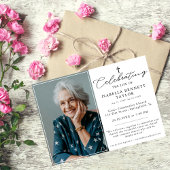 Invitation Fête funéraire simple Croix religieuse Photo