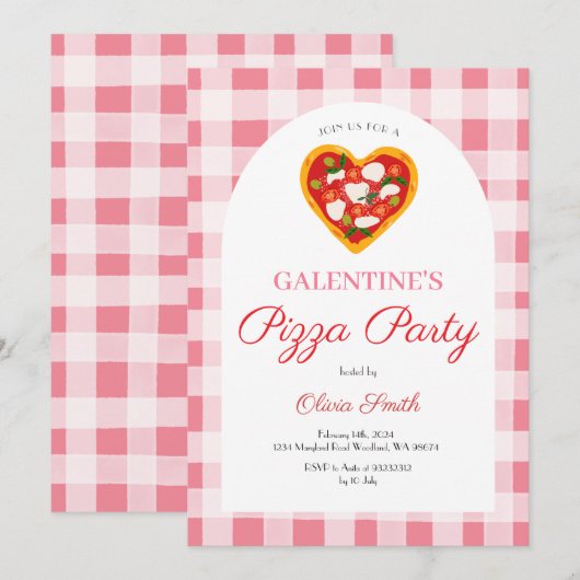 Invitation Fête Galentine's Day Party Saint-Valentin (Devant / Derrière)