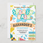 Invitation Fête Garçon Fête de Piscine Summer Splash Party au (Devant)