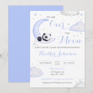 Invitation Fête Garçon Panda Bébé Au-Dessus De La Lune