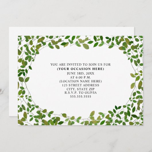 Invitation Fête générique à thème botanique polyvalent (Devant / Derrière)