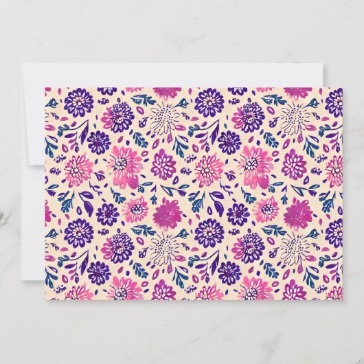 Invitation Fête générique à thème floral violet (Dos)