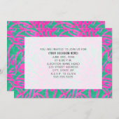 Invitation Fête générique polyvalente bleu damassé aquarelle (Devant / Derrière)