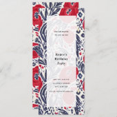 Invitation Fête générique Rouge Blanc & Bleu Coquelicots (Devant / Derrière)