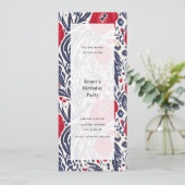 Invitation Fête générique rouge, blanc et bleu avec coquelico (Debout devant)