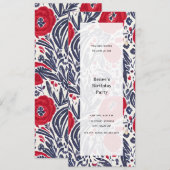 Invitation Fête générique rouge blanc et bleu Coquelicots (Devant / Derrière)