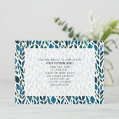 Invitation Fête générique tout usage feuilles plume bleues (Debout devant)