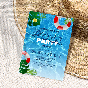 Invitation Fête Géniale au Piscine Anniversaire de Natation