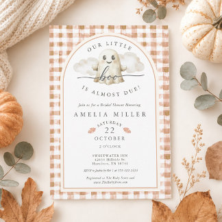 Invitation Fête Gingham Our Little Boo Fantôme Baby Shower