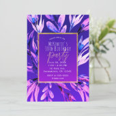 Invitation Fête Glam Botanique Aquarelle Violet Gras Clair (Debout devant)