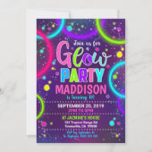 Invitation Fête Glow Neon Lumineux dans la Sombre  (Devant)