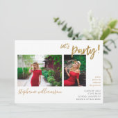 Invitation Fête - Gold 2 Photo Graduation Party (Debout devant)