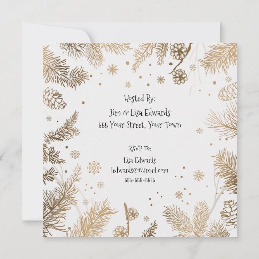 Invitation Fête, Gold Pine Combs, (Dos)