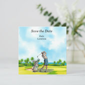 Invitation Fête Golf Save the Date avec golfeur (Debout devant)