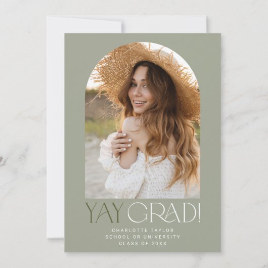 Invitation Fete Green Moderne Elle L'A Fait Photo Arch Gradua (Dos)