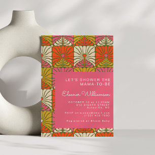 Invitation Fête Groovy 70s Vintage Rose Floral Mariage