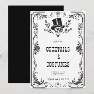 Invitation Fête Halloween crâne gothique vintage