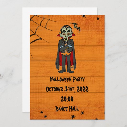 Invitation fête Halloween Dracula fun (Devant / Derrière)