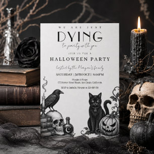 Invitation Fête Halloween élégante gothique avec crânes