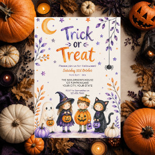 Invitation Fête Halloween Fantôme Amusant et Mignon "Trick or