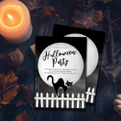 Invitation Fête Halloween sur mesure avec chat noir effrayant