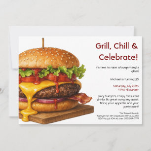 Invitation Fête Hamburger   Célébration Amusante de Burger