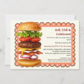 Invitation Fête Hamburger | Célébration Amusante de Burger (Devant)