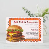 Invitation Fête Hamburger | Célébration Amusante de Burger (Debout devant)