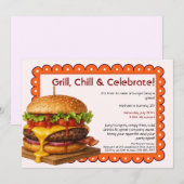 Invitation Fête Hamburger | Célébration Amusante de Burger (Devant / Derrière)