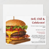 Invitation Fête Hamburger | Célébration Fun des Burgers (Devant / Derrière)