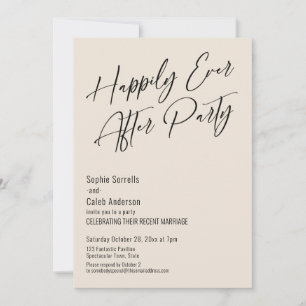 Invitation Fête "Happily Ever After" Élégance Moderne Crème