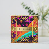 Invitation Fête Harlequin Or Toute Fête (Debout devant)