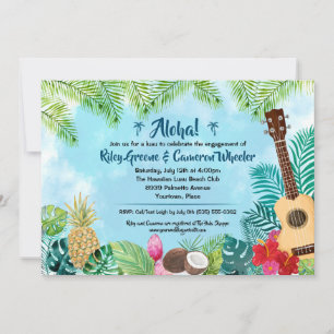 Invitation Fête Hawaïenne Luau à l'aquarelle