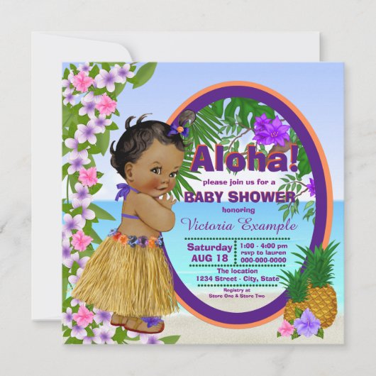 Invitation Fête Hawaïenne Tropicale Luau Bébé (Devant)