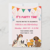 Invitation Fête Heure Chien chiot Fête d'anniversaire (Devant)