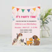 Invitation Fête Heure Chien chiot Fête d'anniversaire (Debout devant)
