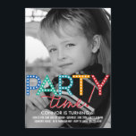 Invitation Fête Heure Photo Anniversaire<br><div class="desc">Personnalisez cette invitation d'anniversaire fraîche et moderne avec votre photo préférée ! Plus de couleurs disponibles sur berryberrysweet.com com</div>