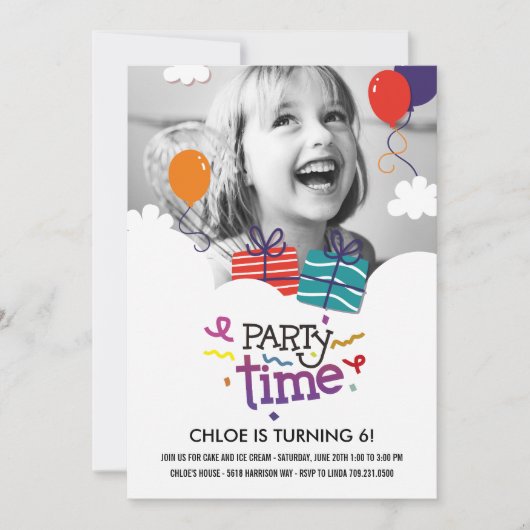 Invitation Fête Heure Photo Anniversaire (Devant)