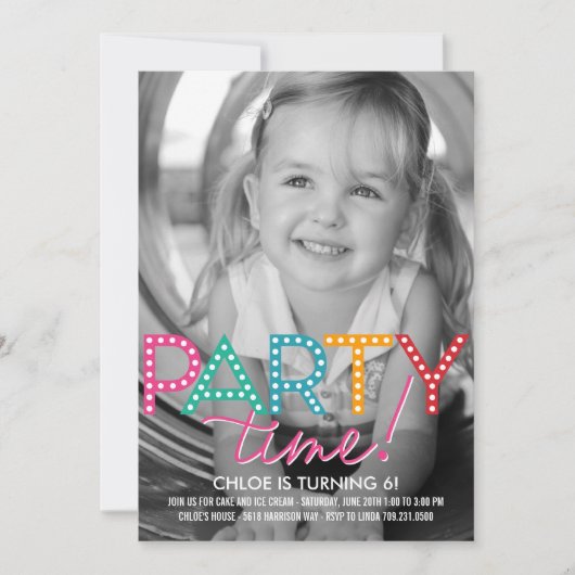 Invitation Fête Heure Photo Anniversaire (Devant)
