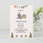 Invitation fête hippo aquarelle animaux anniversaire (Debout devant)