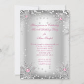 Invitation Fête hivernale argent et rose pâle de conte de fée (Dos)