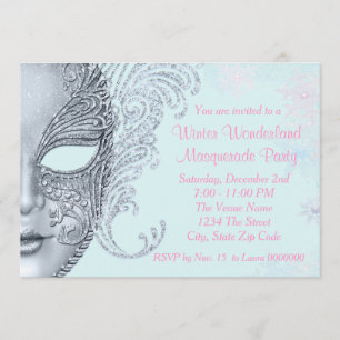 Invitation Fête hivernale merveilleuse rose et sarcelle bleue