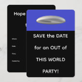 Invitation Fête hors de ce monde SAVE THE DATE (Devant / Derrière)
