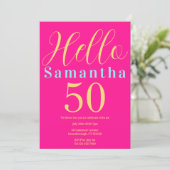 Invitation Fête Hot Pink 50e anniversaire (Debout devant)