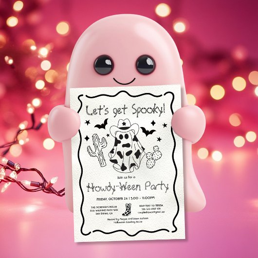 Invitation Fête Howdy-ween Cowgirl tirée à la main