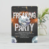 Invitation Fête Incroyable Halloween Disco Crâne (Debout devant)
