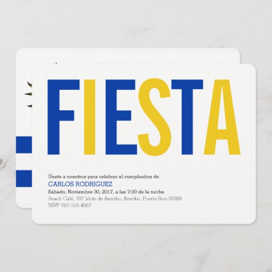 Invitation Fête :Invitations: Uruguay : Drapeau uruguayen (Devant / Derrière)