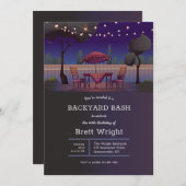 Invitation Fête Jardin Stright Lights (Devant / Derrière)