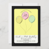 Invitation FÊTE Jaune Tarot Style Ballons d'anniversaire (Dos)